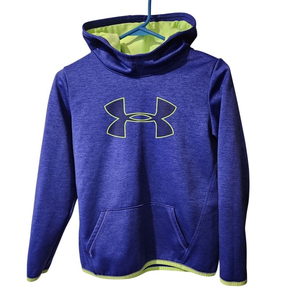Under Armour ColdGear Purple Neon Logo Hoodie Youth Size XL